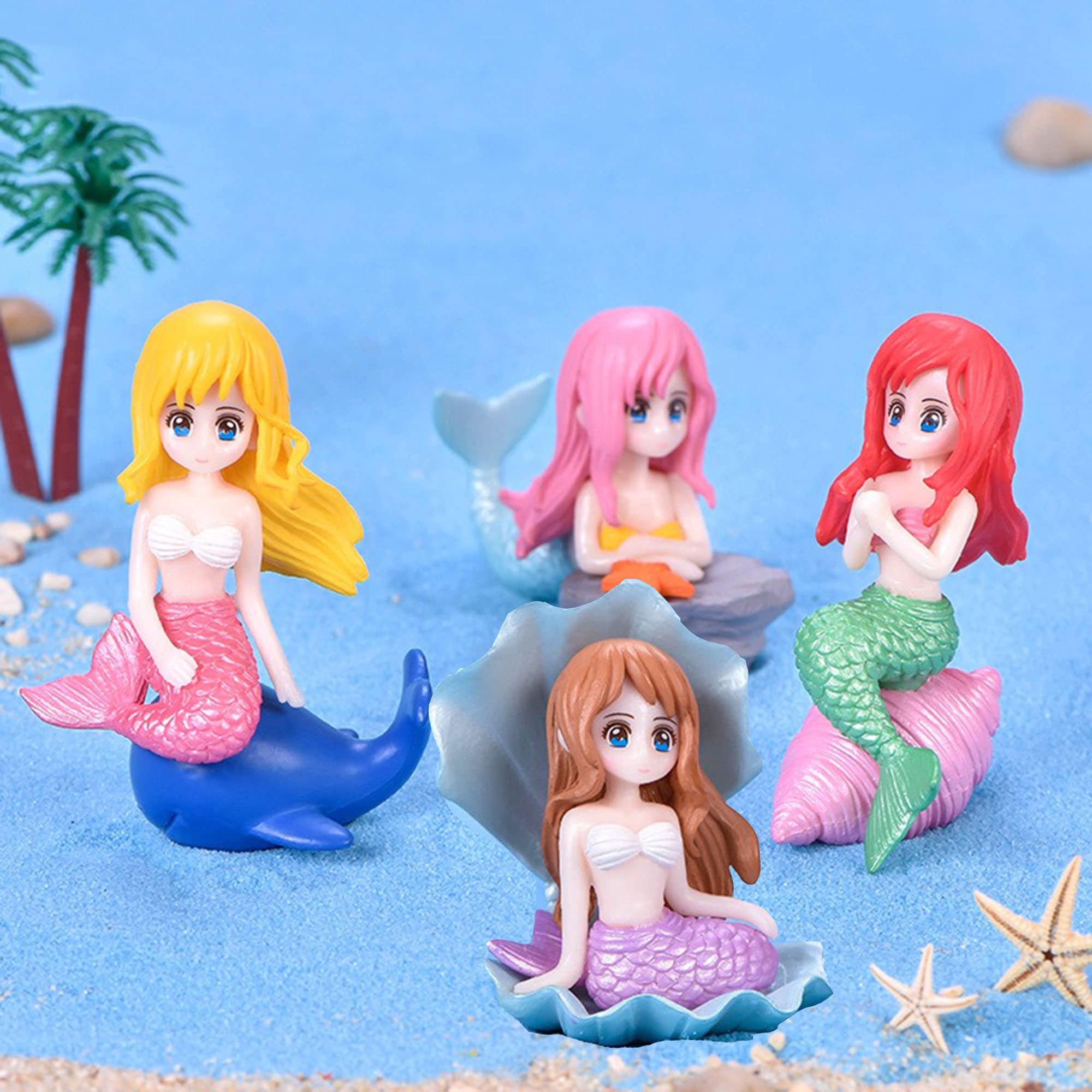 Miniature Mermaid Figurines Set, Fairy Garden Decorations, Craft Accents