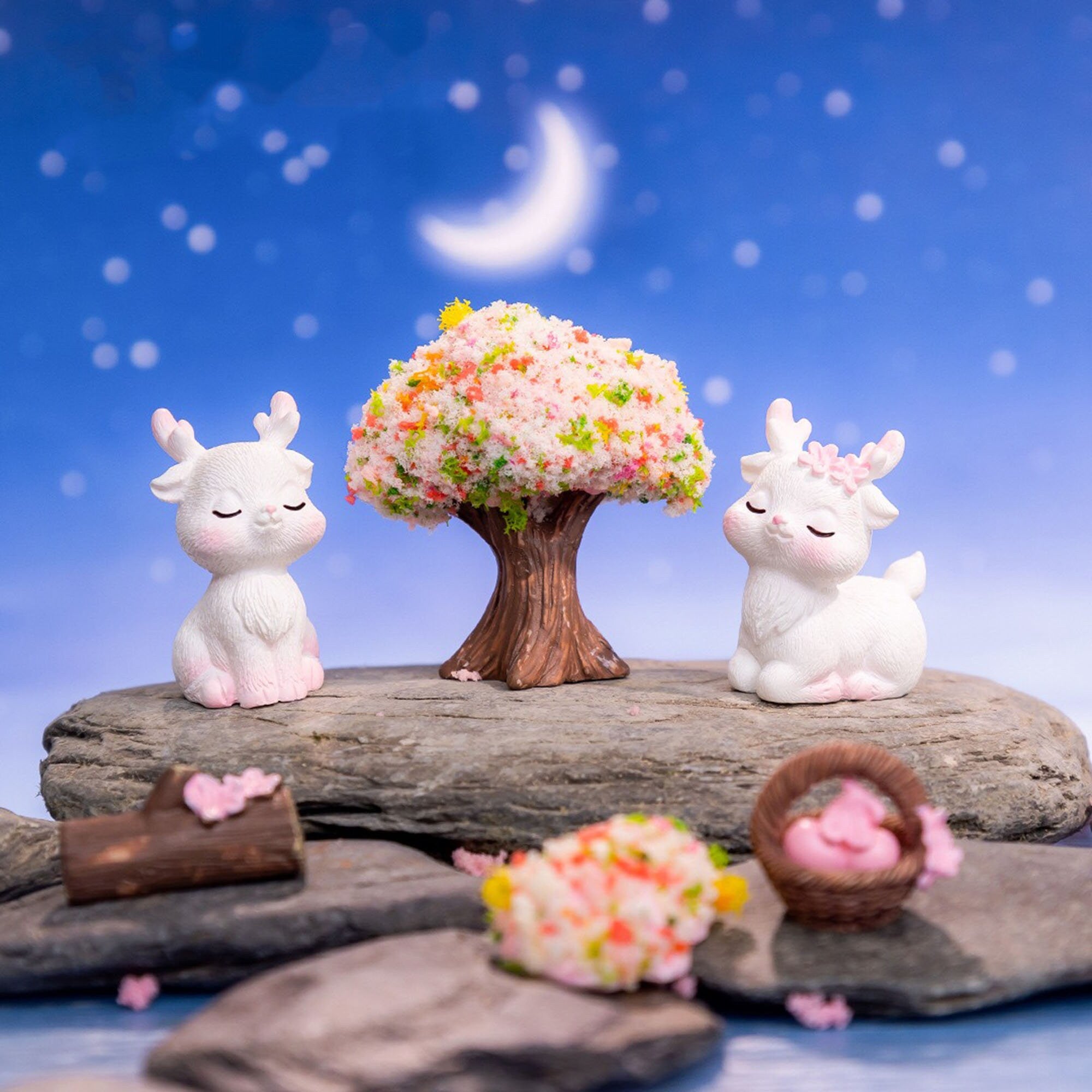 Miniature Deer Figurines for Fairy Gardens and Woodland Scenes
