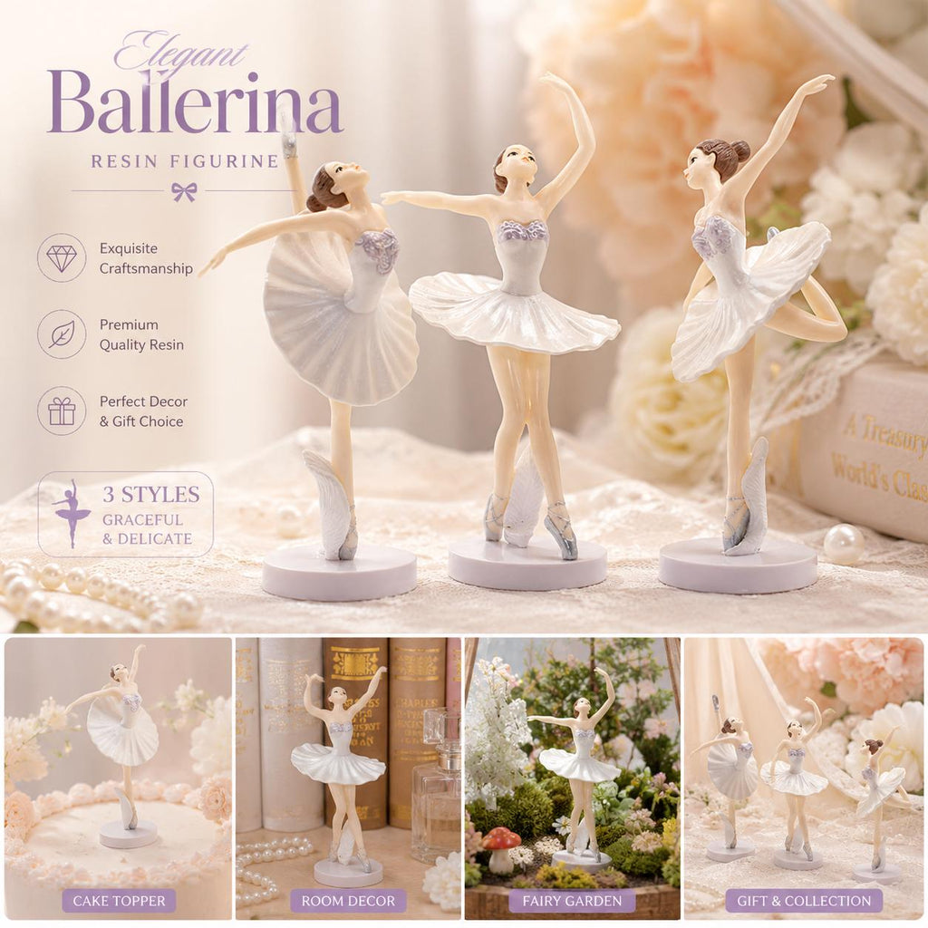 Mini Ballerina Figurine Set, Fairy Garden Decor, DIY Craft Accessories, Dollhouse Flower Pot Figures
