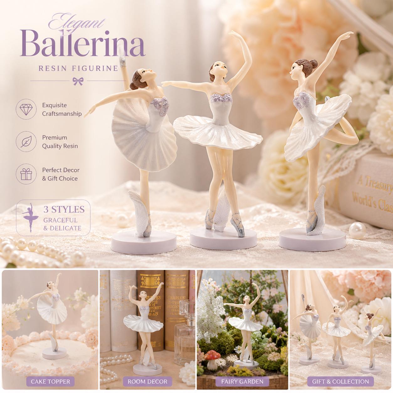 Mini Ballerina Figurine Set, Fairy Garden Decor, DIY Craft Accessories, Dollhouse Flower Pot Figures