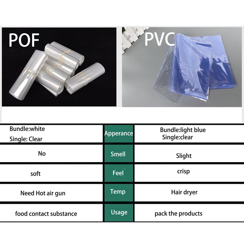 100 PVC Shrink Wrap Bags, Clear Heat Seal Bags for Small Packaging