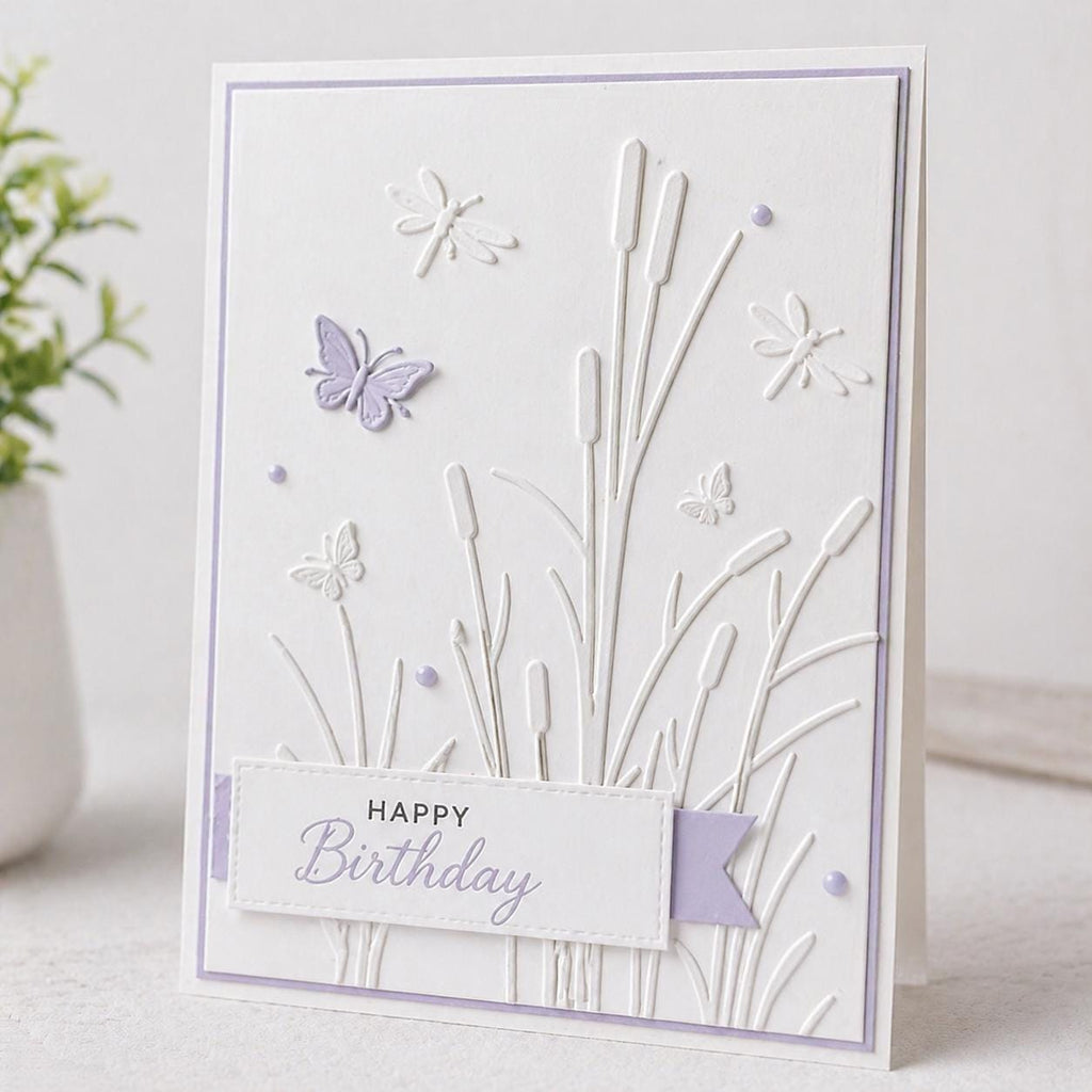 Cattail Grass Embossing Folder, Butterfly Background (10.5x14.8cm)