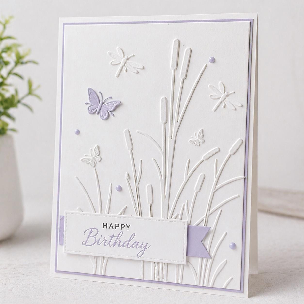 Cattail Grass Embossing Folder, Butterfly Background (10.5x14.8cm)