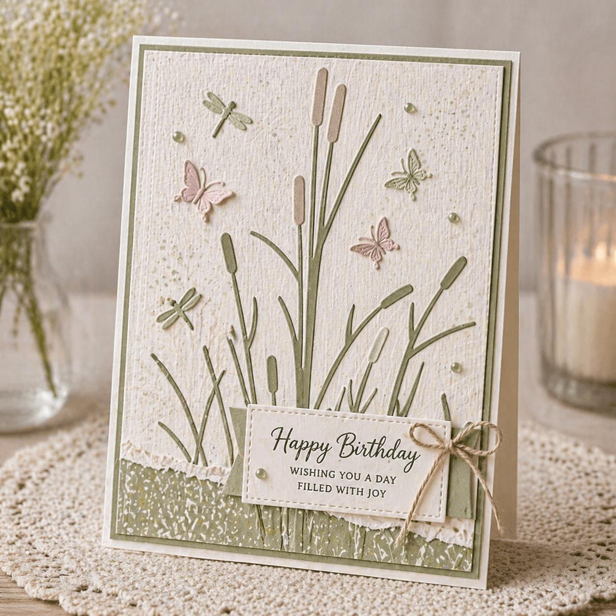 Cattail Grass Embossing Folder, Butterfly Background (10.5x14.8cm)