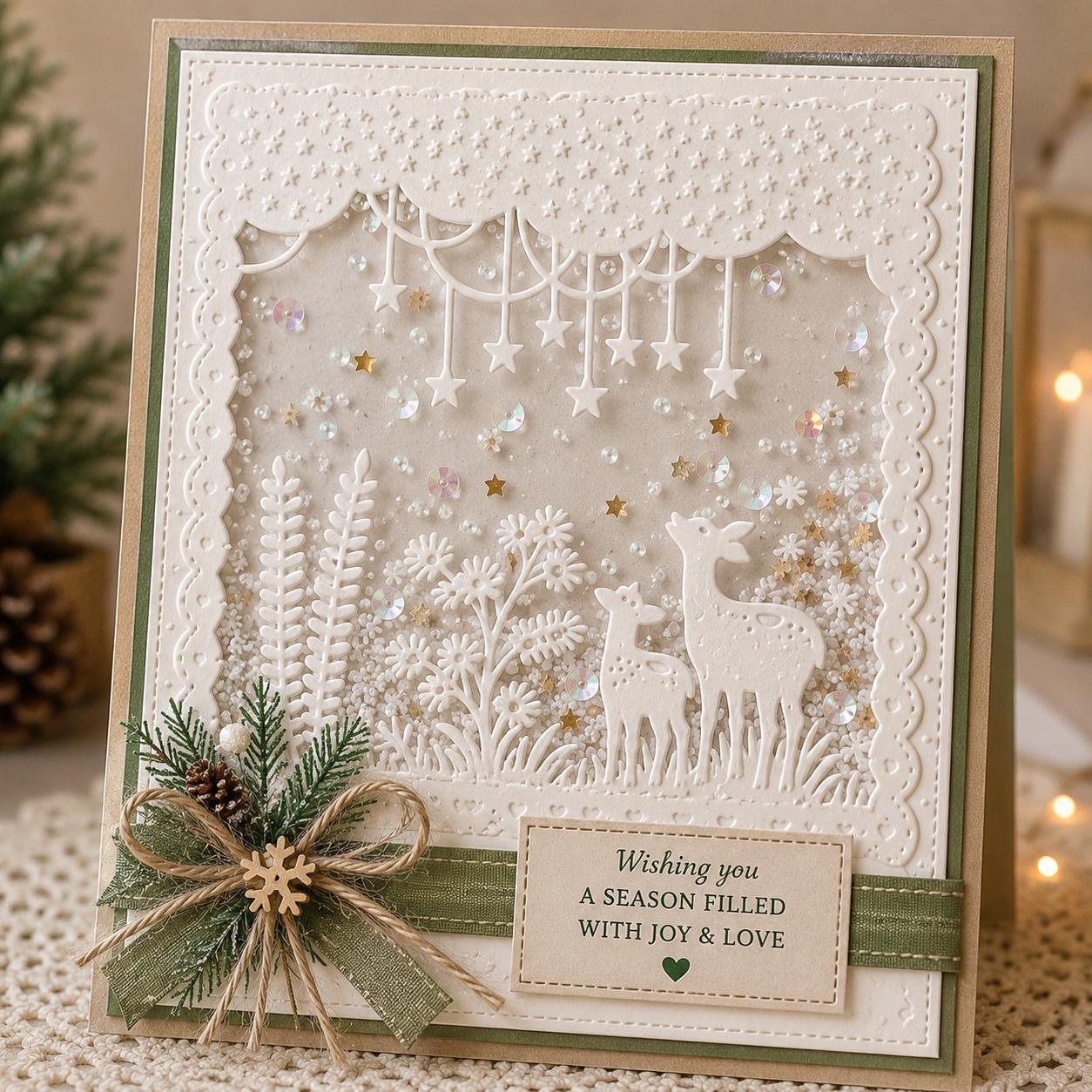 Dandelion Reindeer Embossing Folder, Card Making Tool, 105x148mm