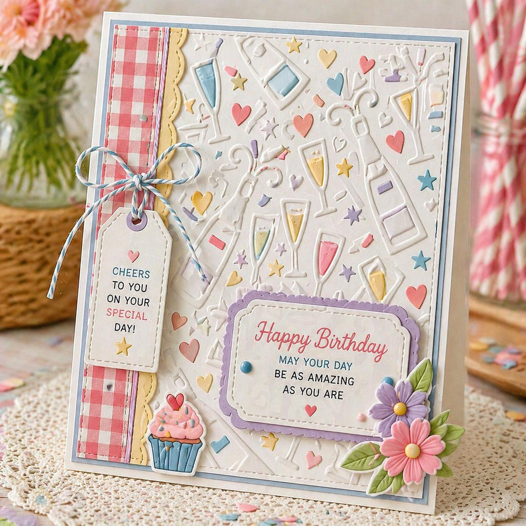 Flower & Bottle Embossing Folder, Card Making, 105x148mm