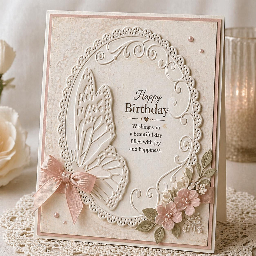 Butterfly Oval Embossing Folder for Card Making 105x148mm