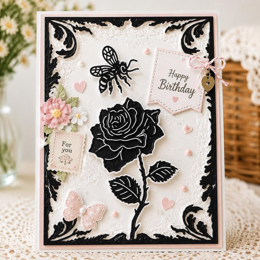 Rose Flower Frame Embossing Folder, Card Making (105x148mm)