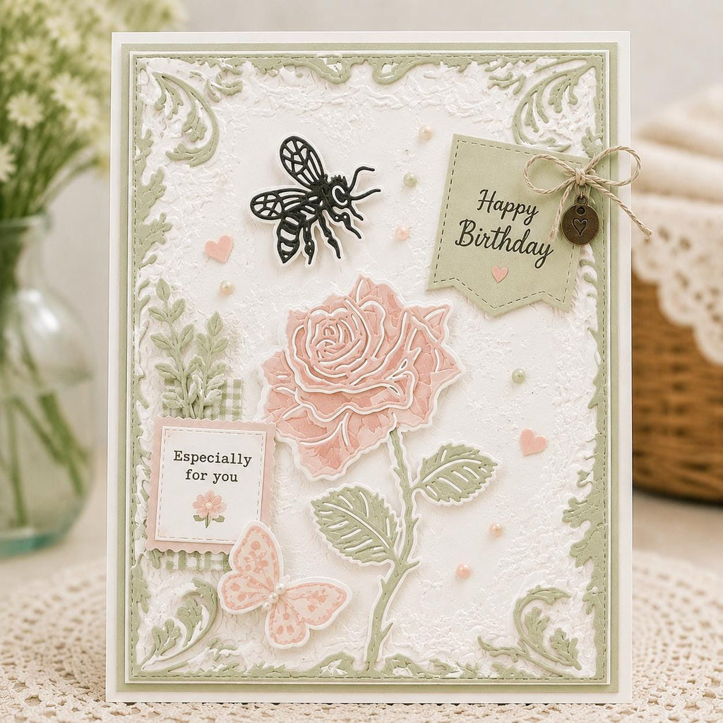 Rose Flower Frame Embossing Folder, Card Making (105x148mm)
