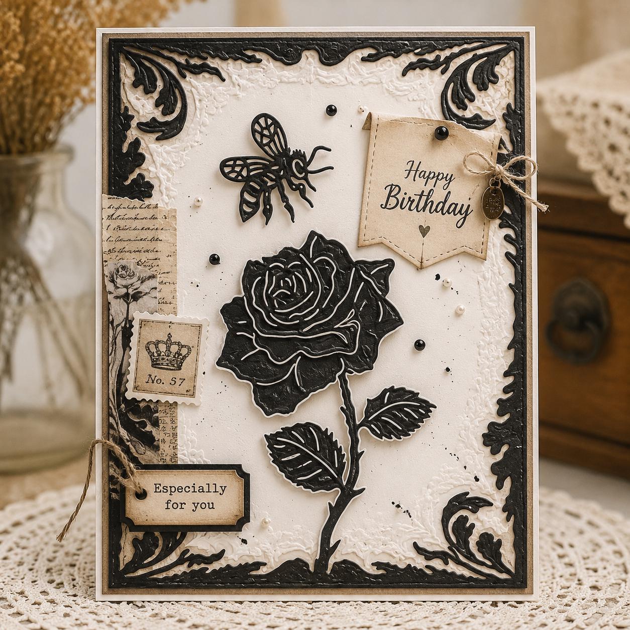 Rose Flower Frame Embossing Folder, Card Making (105x148mm)