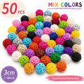 50 Mixed Color Rattan Balls, 3 cm Woven Craft Decor