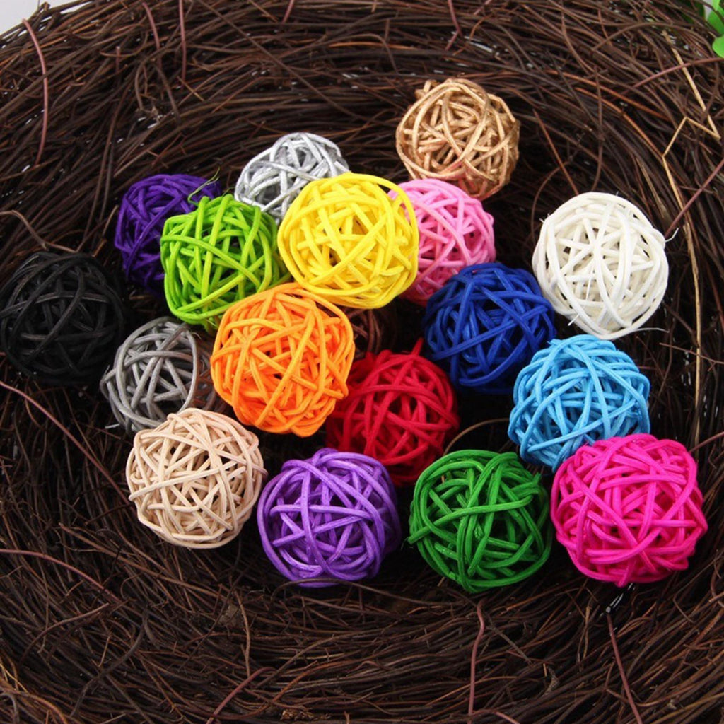 50 Mixed Color Rattan Balls, 3 cm Woven Craft Decor