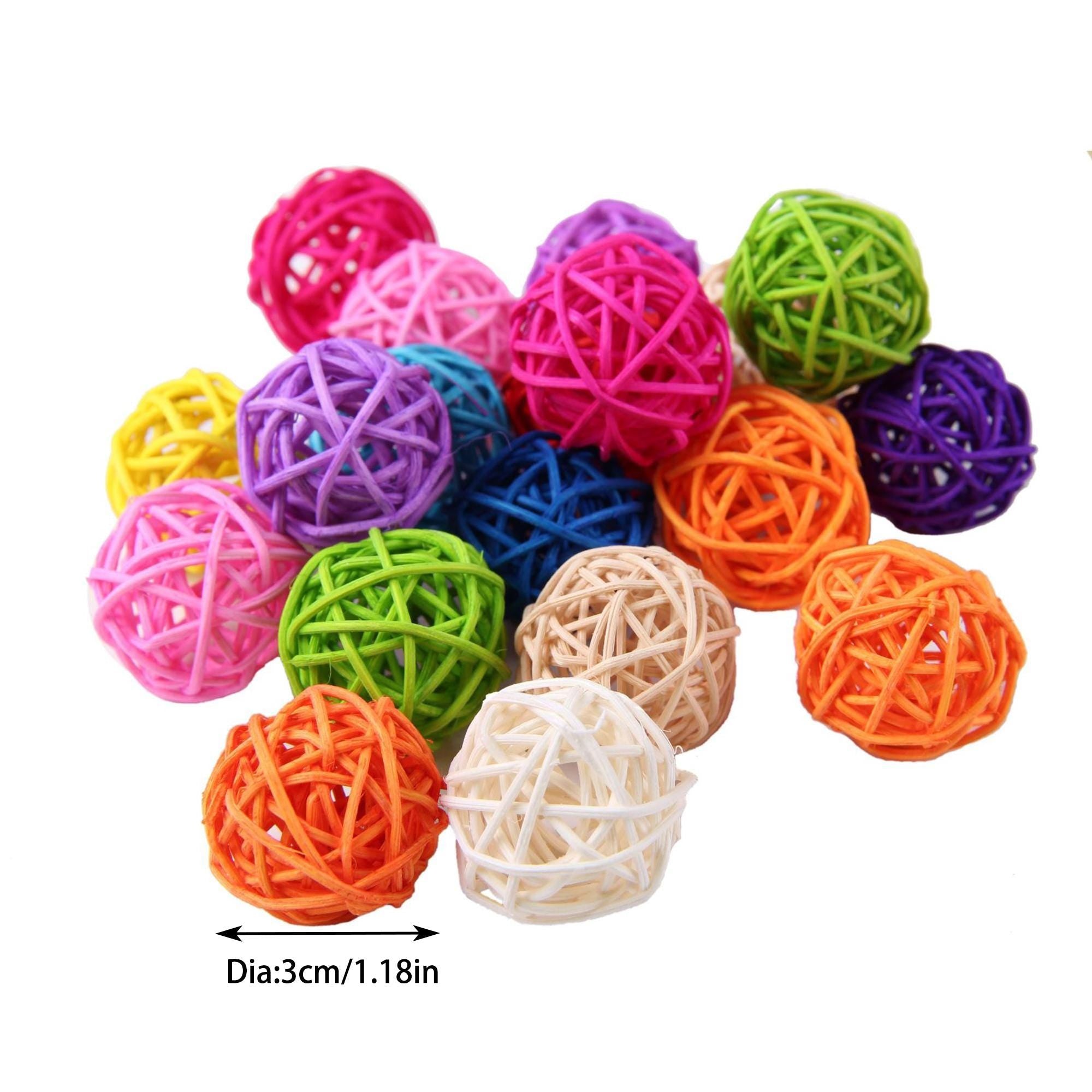 50 Mixed Color Rattan Balls, 3 cm Woven Craft Decor