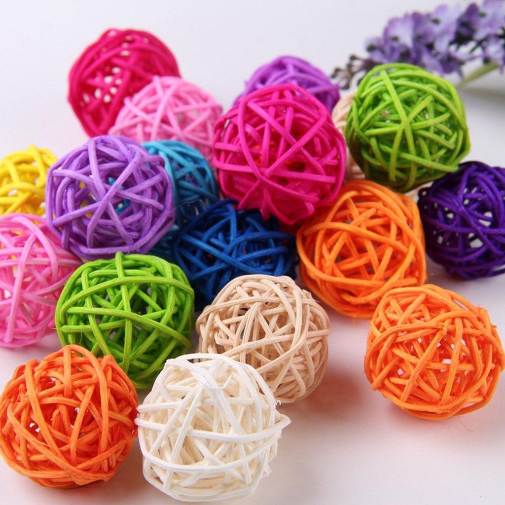 50 Mixed Color Rattan Balls, 3 cm Woven Craft Decor