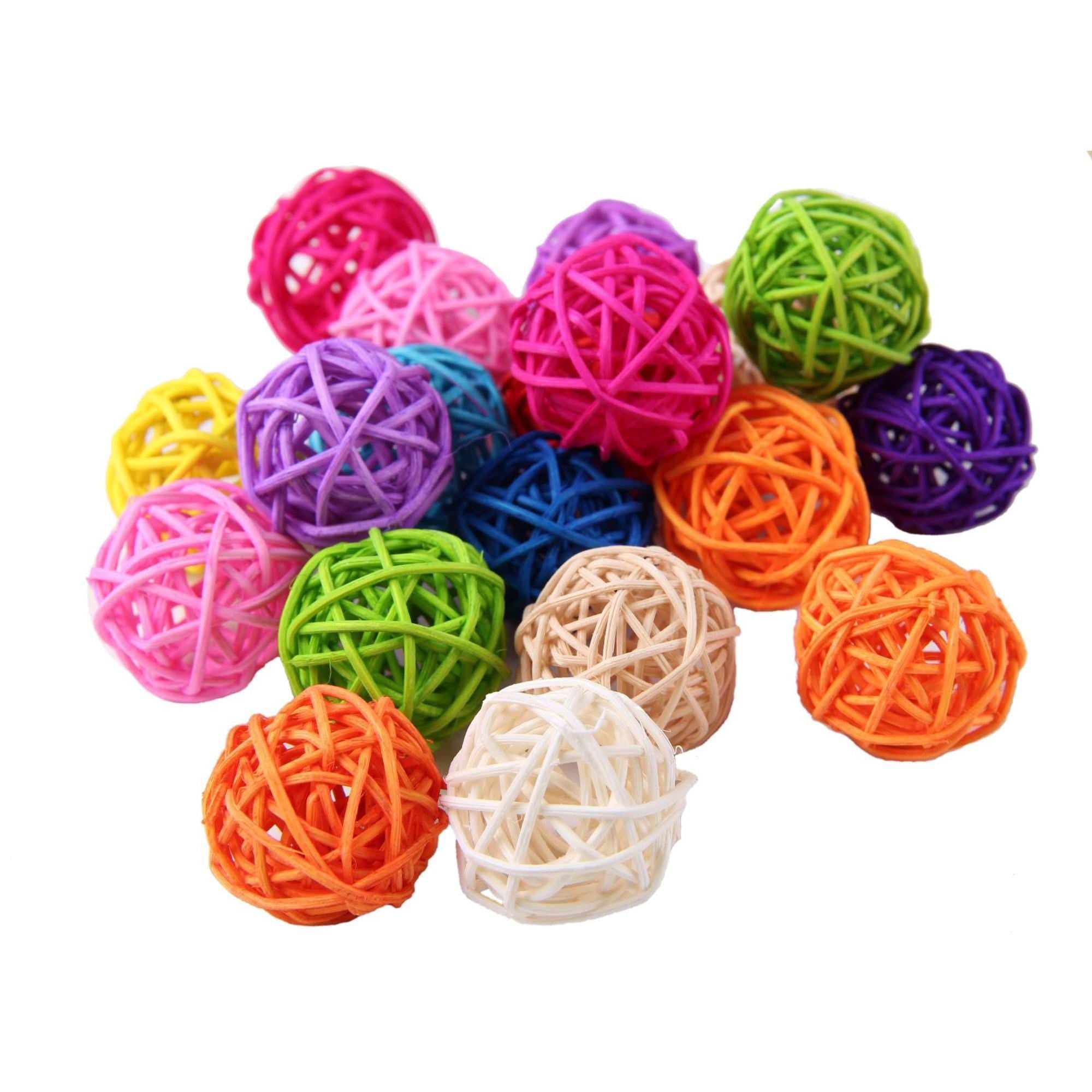 50 Mixed Color Rattan Balls, 3 cm Woven Craft Decor