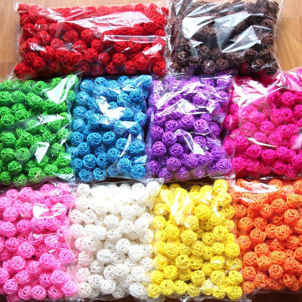 50 Mixed Color Rattan Balls, 3 cm Woven Craft Decor