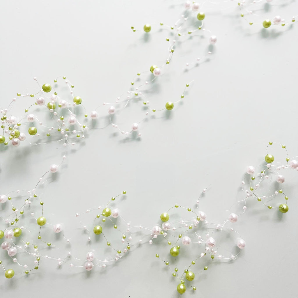 Pearl Branch Garland, Mixed Bead Vine for Wedding Decor, 2 Strips (1.3m Each)