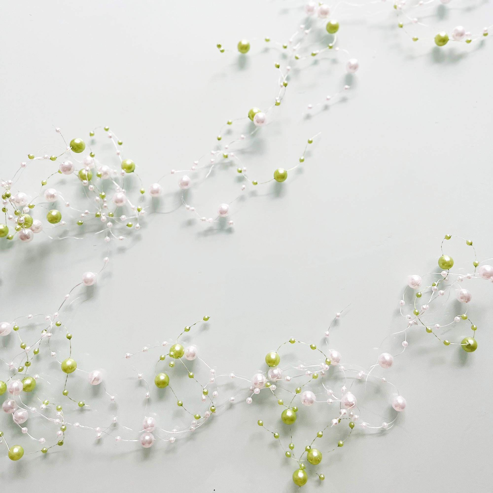 Pearl Branch Garland, Mixed Bead Vine for Wedding Decor, 2 Strips (1.3m Each)