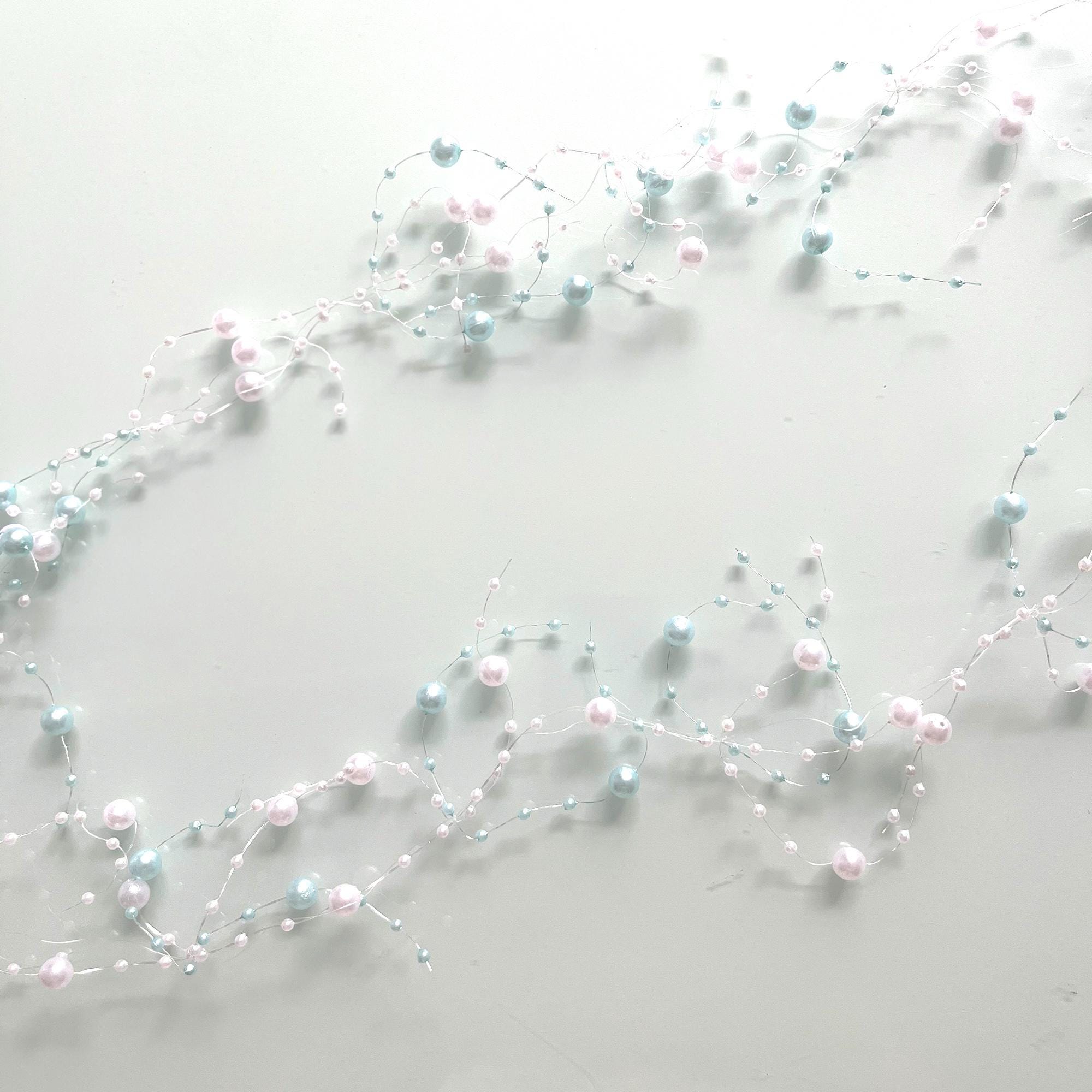 Pearl Branch Garland, Mixed Bead Vine for Wedding Decor, 2 Strips (1.3m Each)