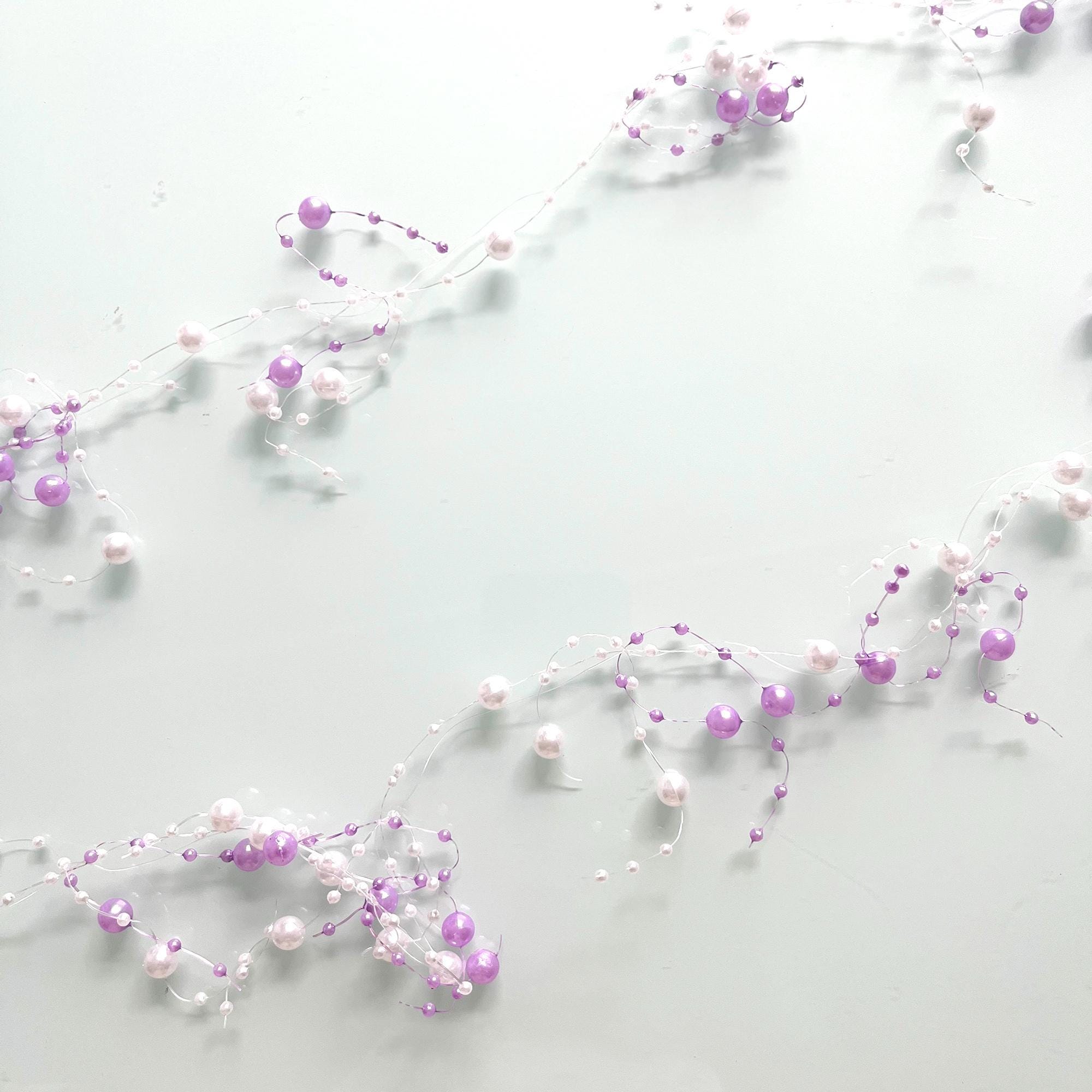 Pearl Branch Garland, Mixed Bead Vine for Wedding Decor, 2 Strips (1.3m Each)