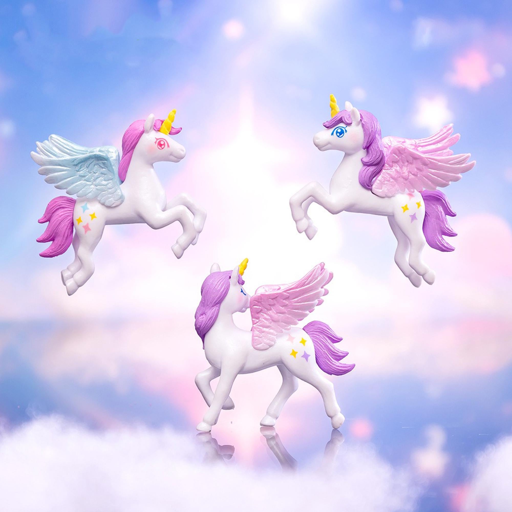 Mini Flying Unicorn Figurines, Fairy Garden Decor and DIY Landscape Props