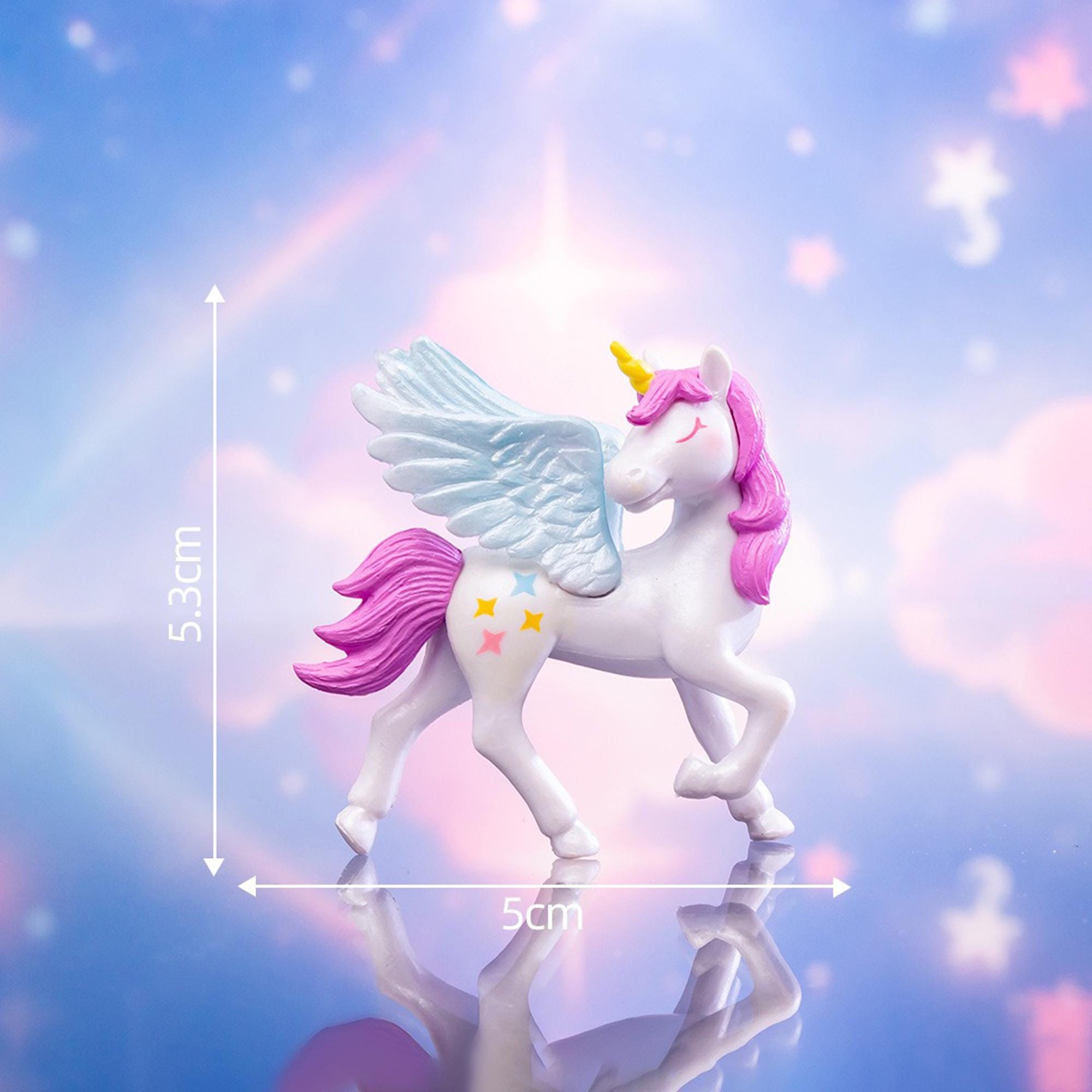 Mini Flying Unicorn Figurines, Fairy Garden Decor and DIY Landscape Props