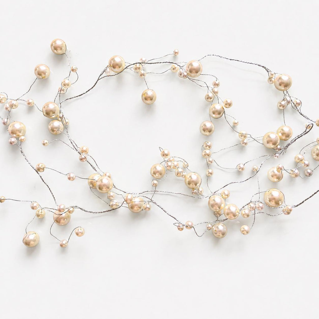 Handmade Pearl Garland on Wire for Wedding Décor, Floral Arrangements, or Crafting Supplies