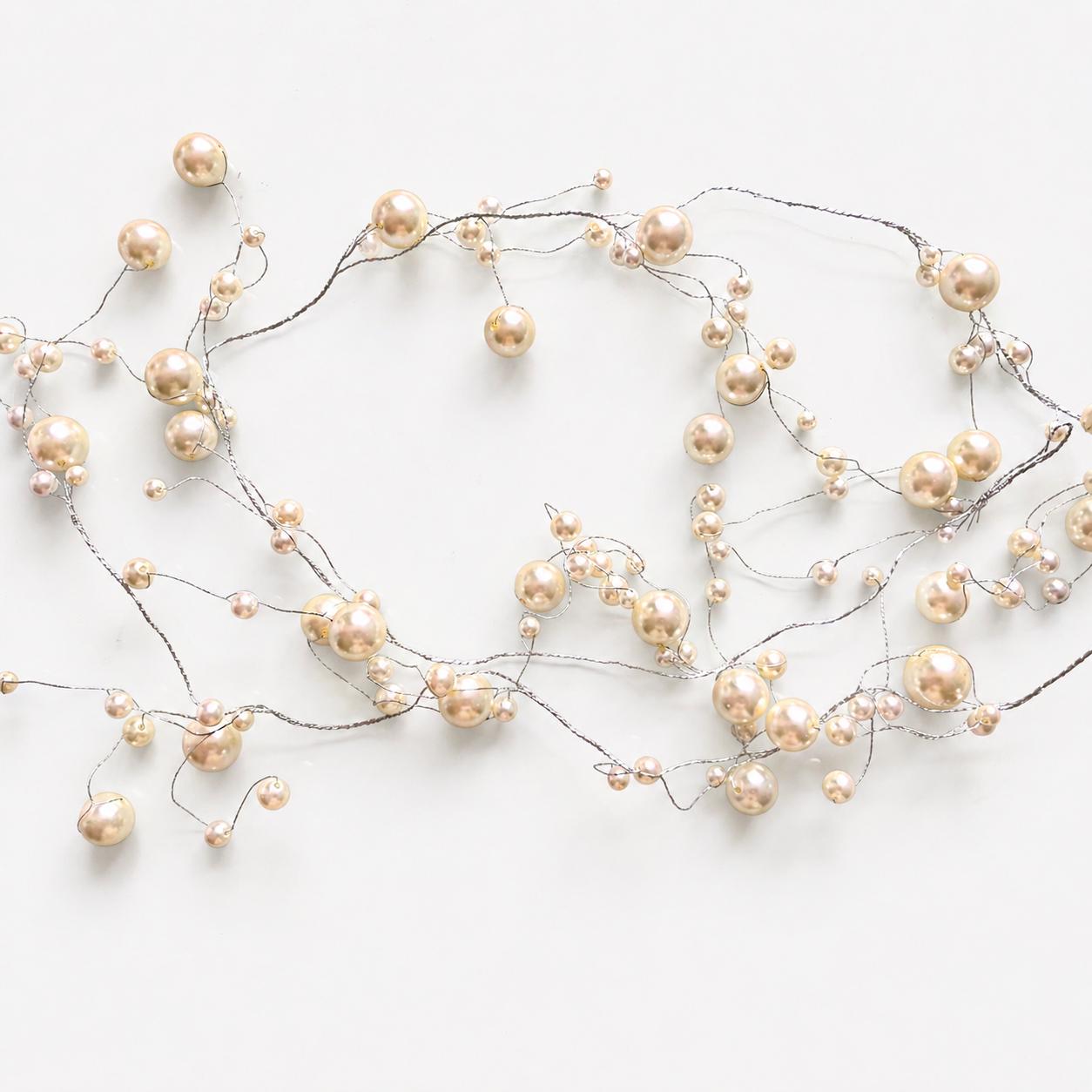 Handmade Pearl Garland on Wire for Wedding Décor, Floral Arrangements, or Crafting Supplies