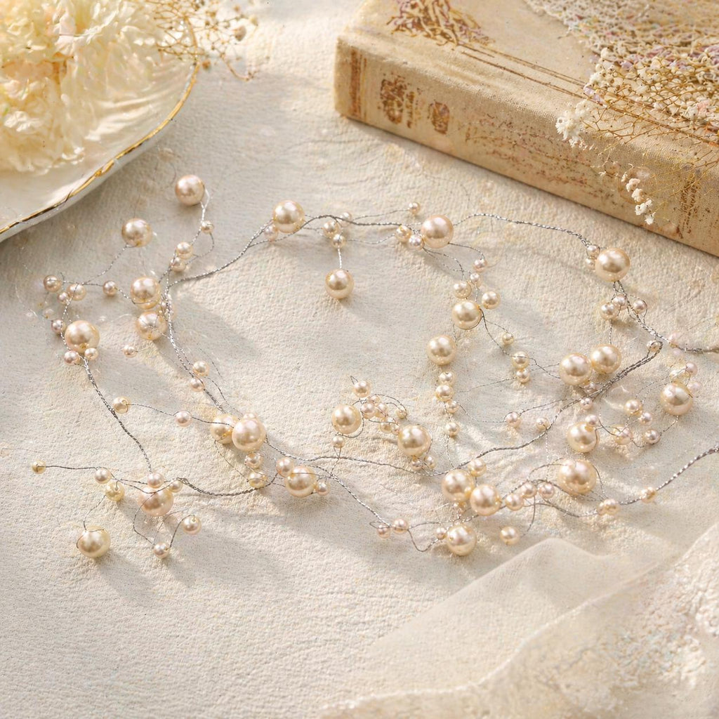 Handmade Pearl Garland on Wire for Wedding Décor, Floral Arrangements, or Crafting Supplies