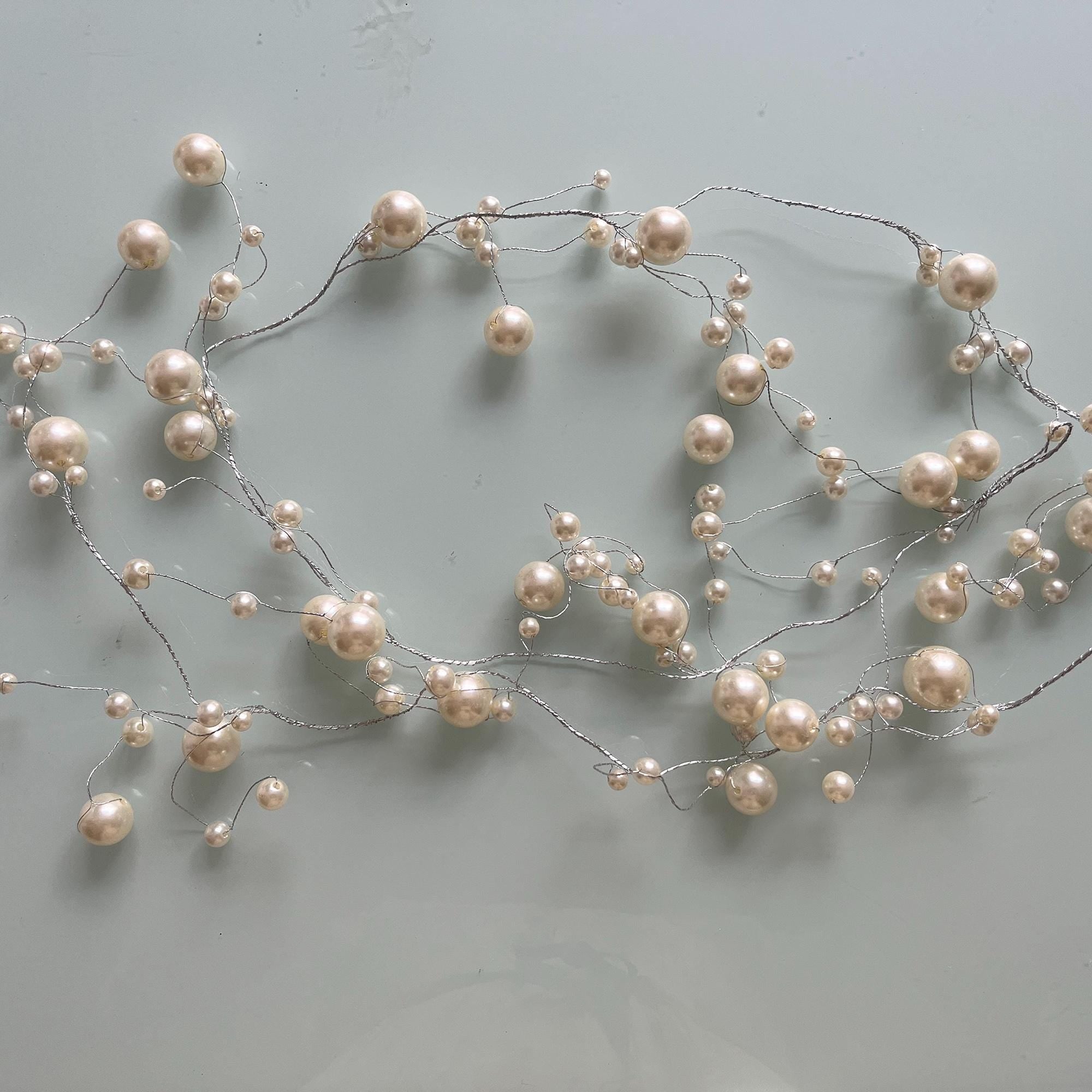 Handmade Pearl Garland on Wire for Wedding Décor, Floral Arrangements, or Crafting Supplies