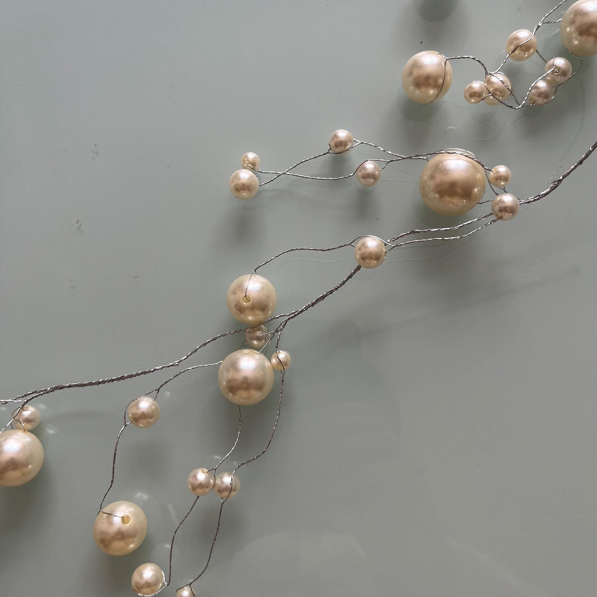 Handmade Pearl Garland on Wire for Wedding Décor, Floral Arrangements, or Crafting Supplies