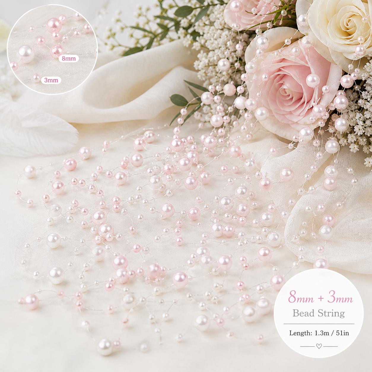 Acrylic Pearl Beads Garland for Wedding Decor, 20 Strips, 54 Inch Elegant Table Centerpieces