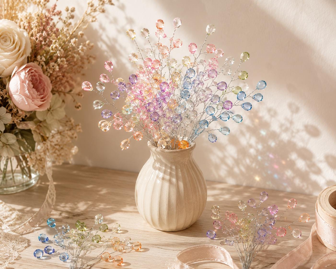 Crystal Bead Branch, Acrylic Flower Twigs for Wedding Centerpiece Decor