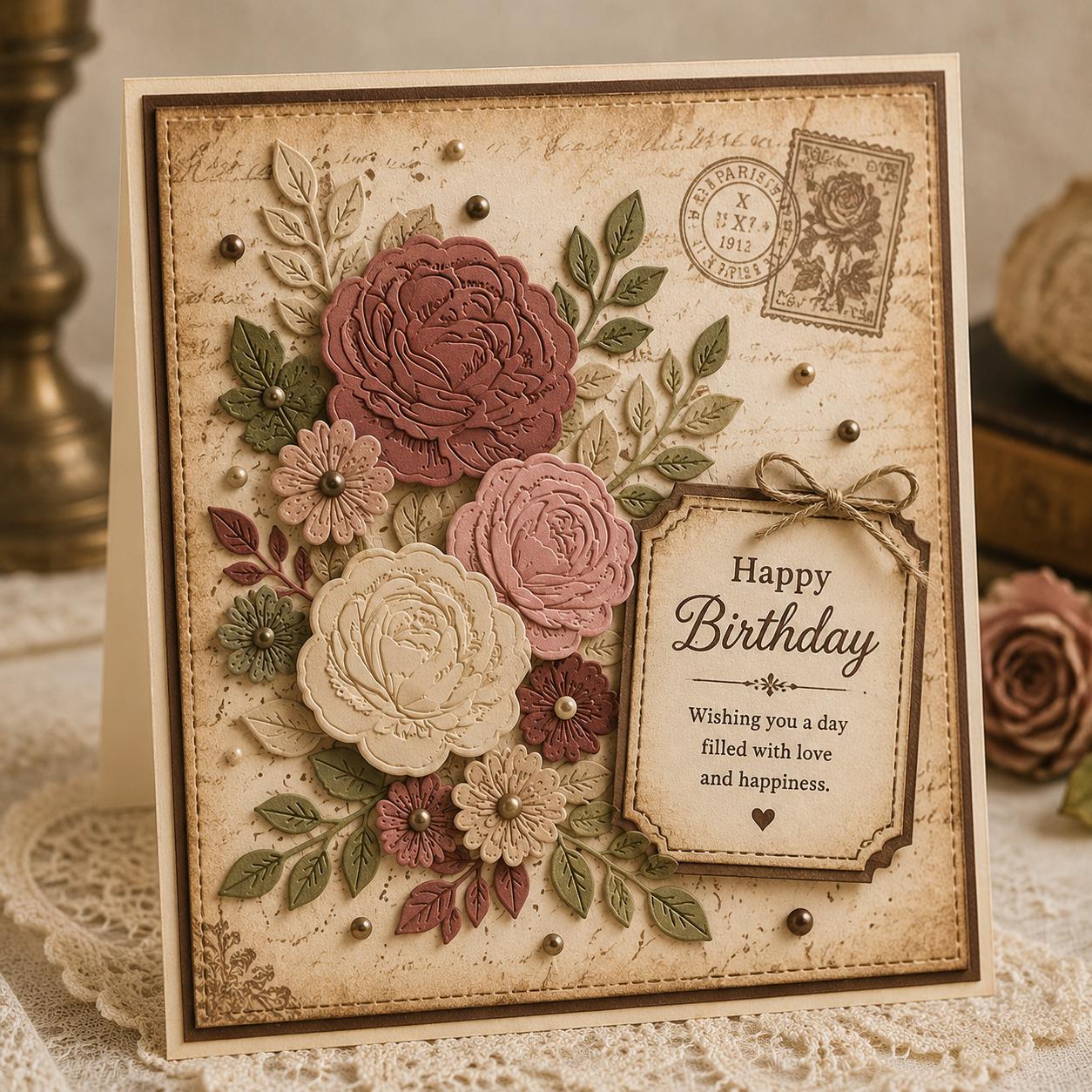 Embossed Rose Flower Metal Cutting Dies | Card Making Supplies