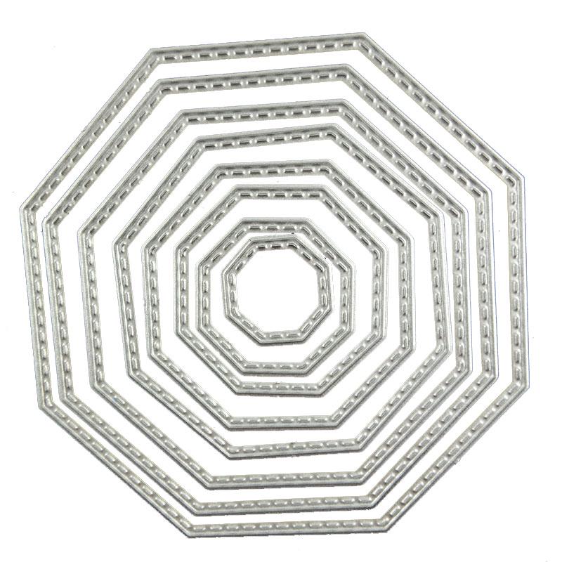 Silver Octagon Stitched Cutting Dies Set for Scrapbooking and Crafts