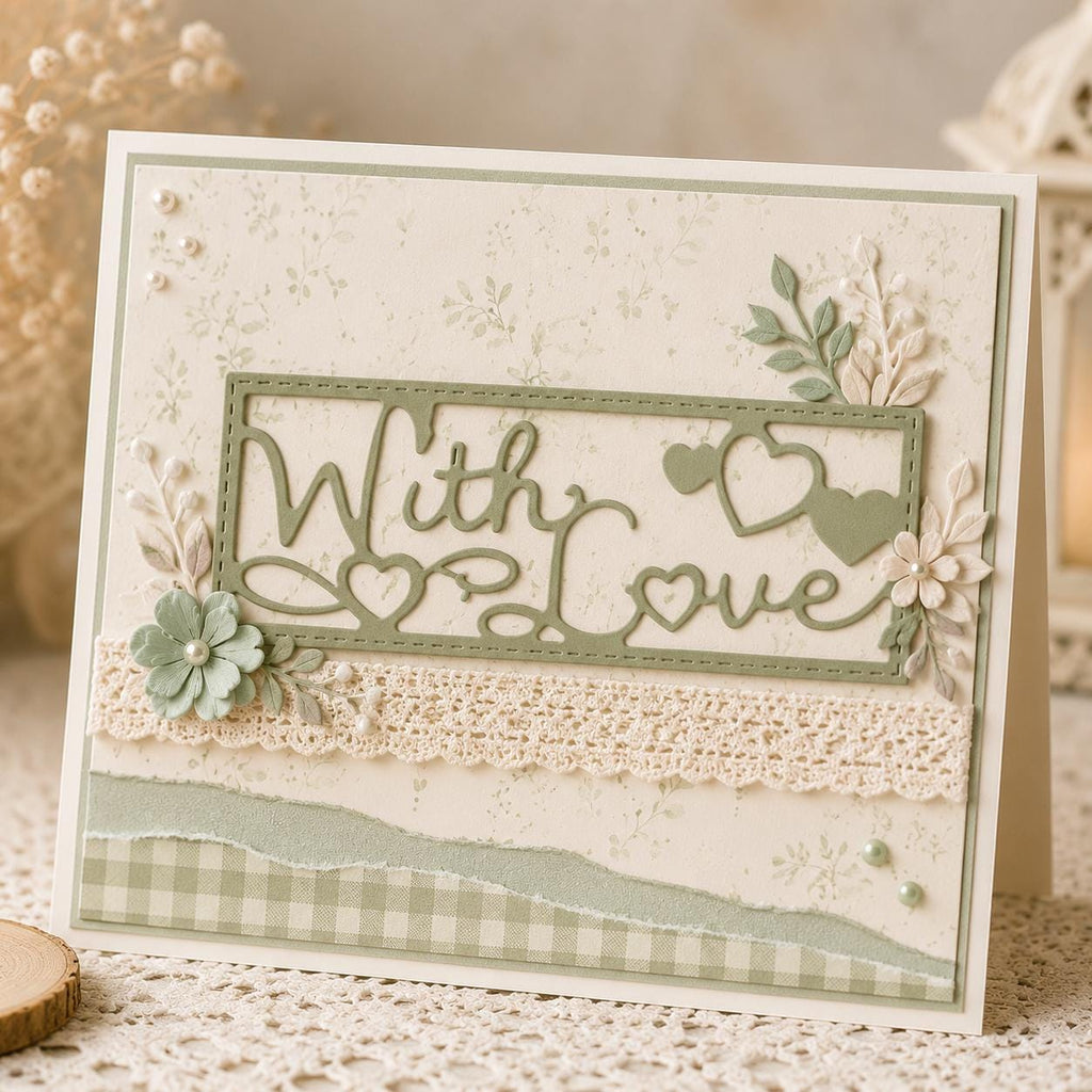 With Love Metal Die Cut Stencil for Scrapbooking Card Making and Party Decorations