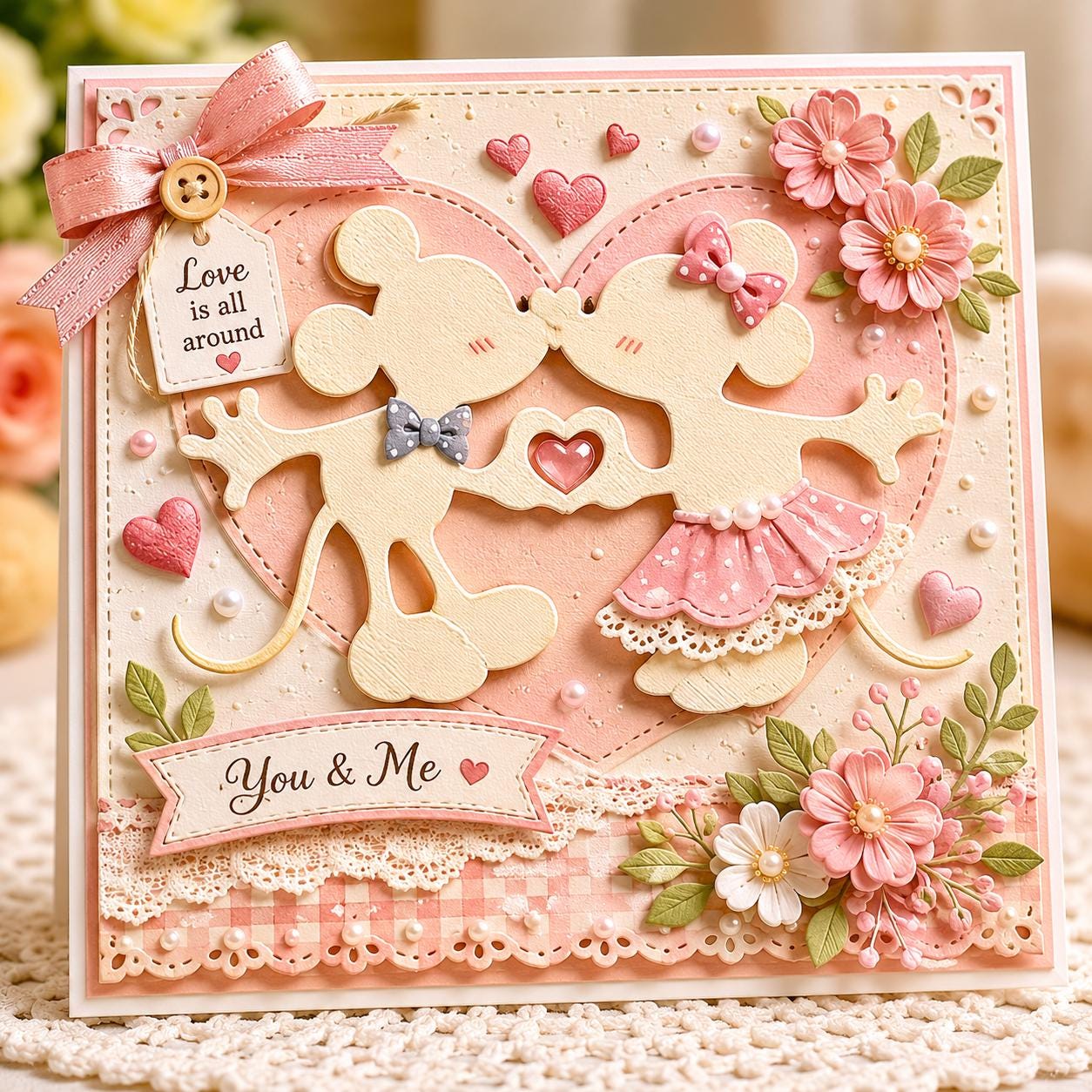 Kissing Mouse Couple Metal Cutting Dies for Scrapbooking and Card Making Crafts