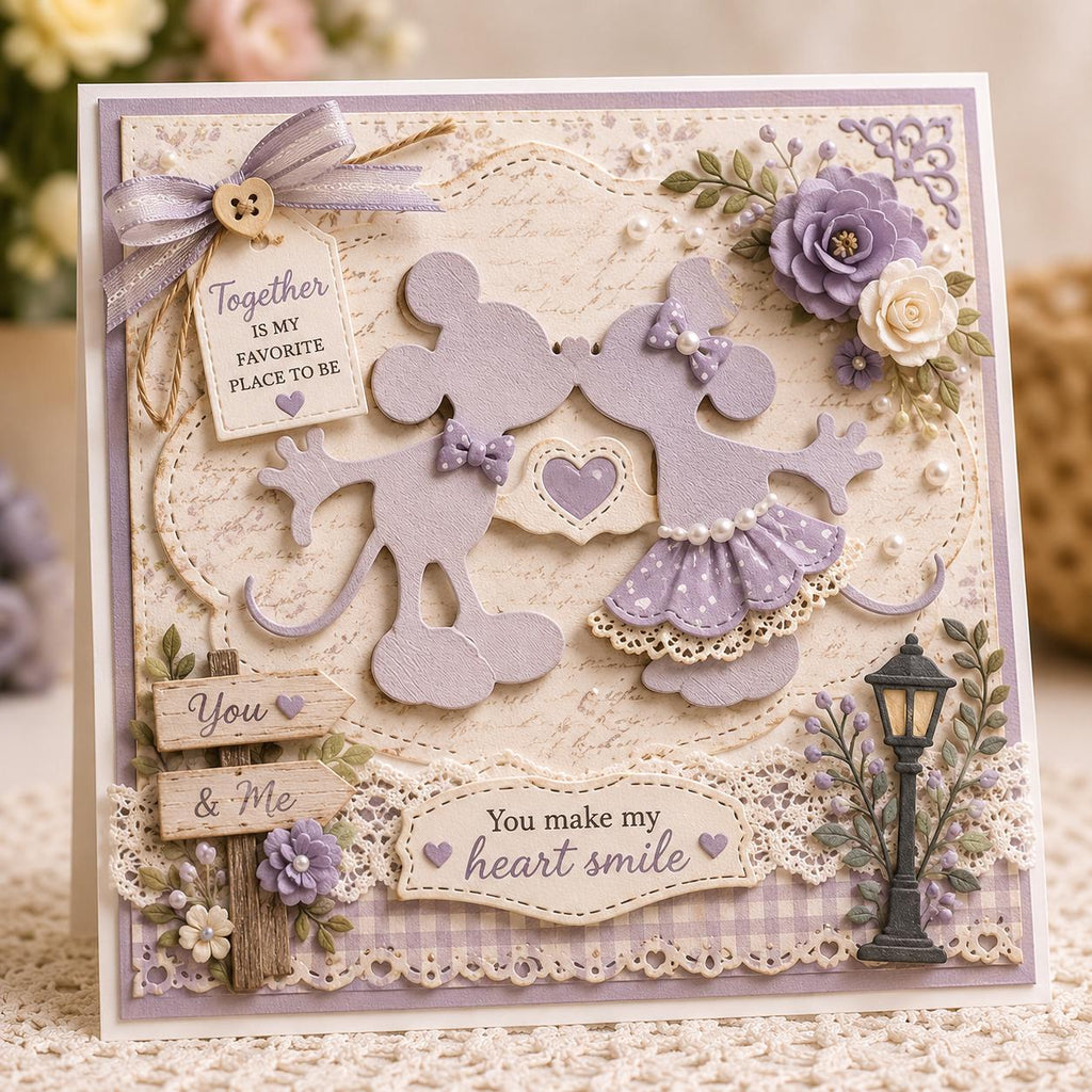 Kissing Mouse Couple Metal Cutting Dies for Scrapbooking and Card Making Crafts