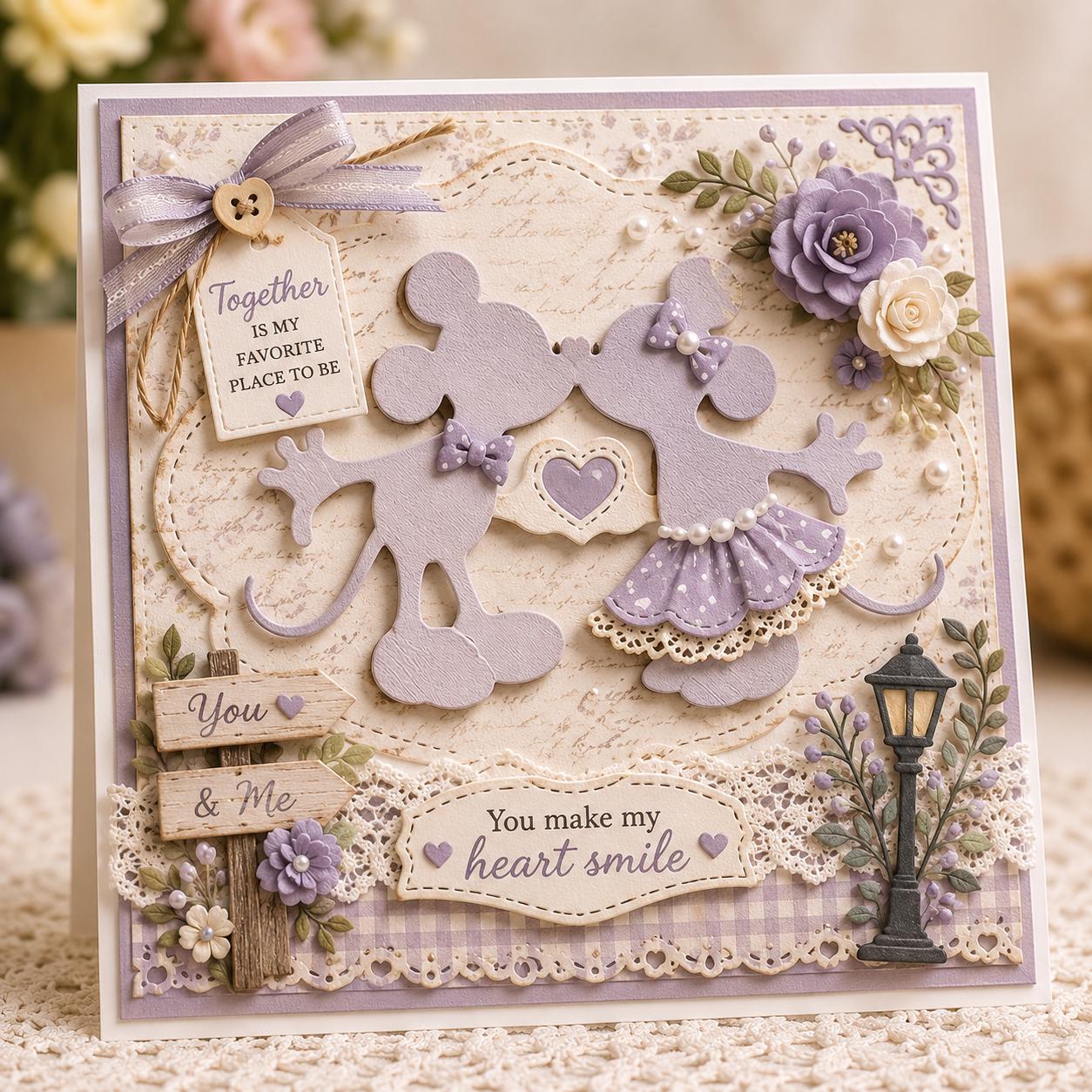 Kissing Mouse Couple Metal Cutting Dies for Scrapbooking and Card Making Crafts