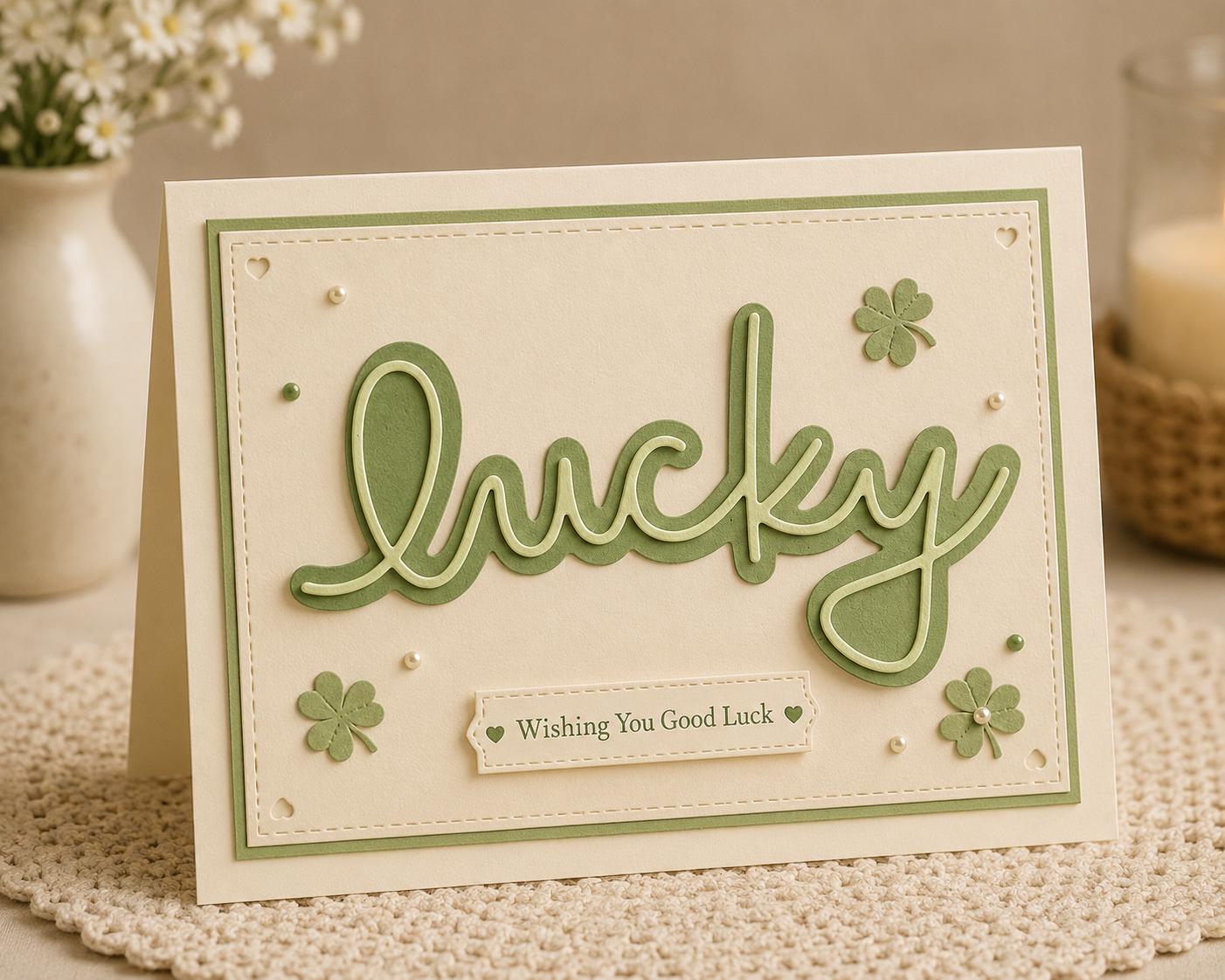Lucky With Shadow Metal Die Cut for Scrapbooking and Card Making