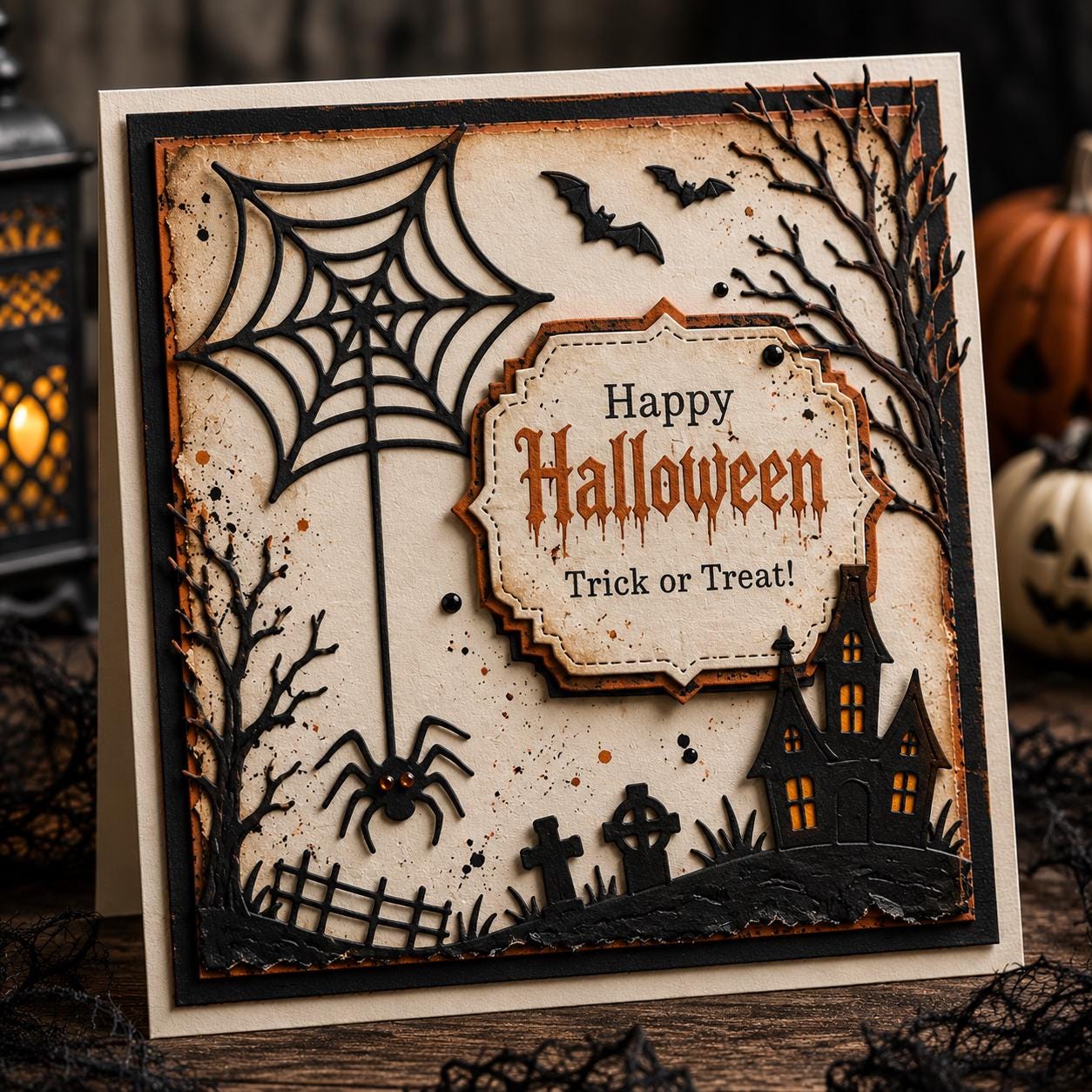 Spider With Web Metal Cutting Die for Halloween Scrapbooking and Crafting