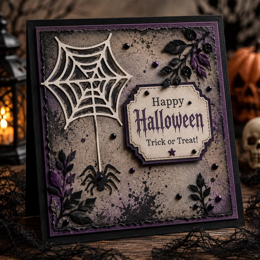 Spider With Web Metal Cutting Die for Halloween Scrapbooking and Crafting