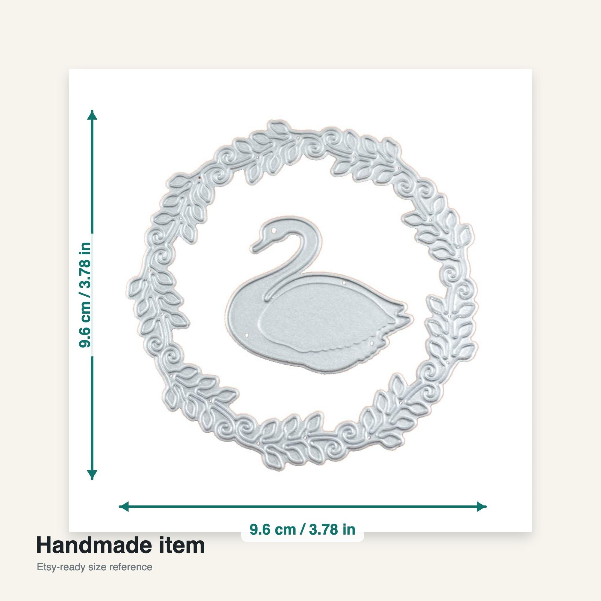 Metal Cutting Die with Cartoon Swan and Floral Frame for Paper Crafting