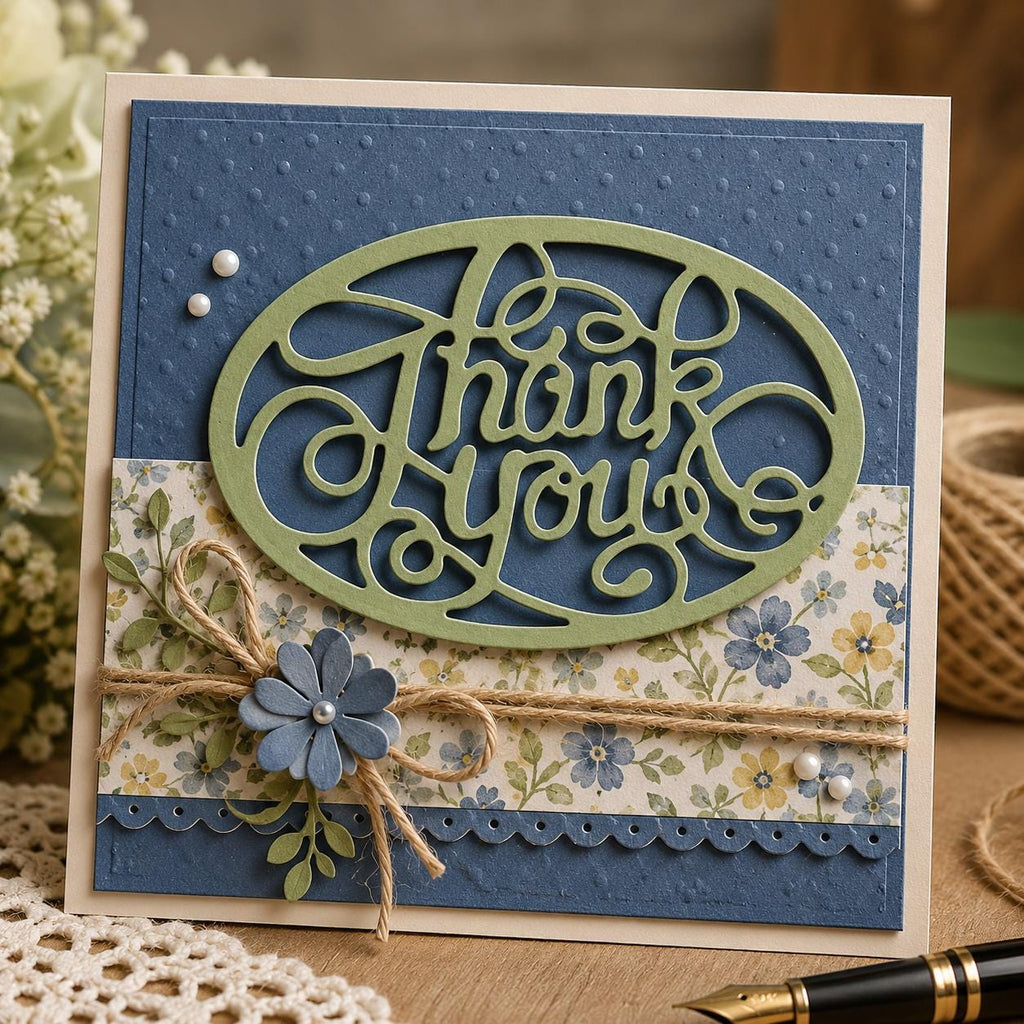 Thank you Oval Metal Craft Die for Card Making and Scrapbooking