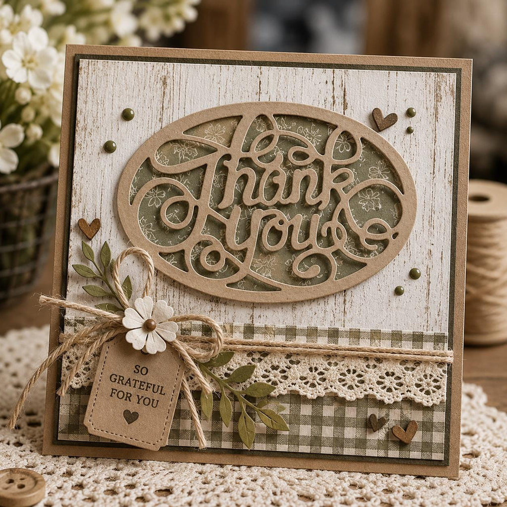 Thank you Oval Metal Craft Die for Card Making and Scrapbooking