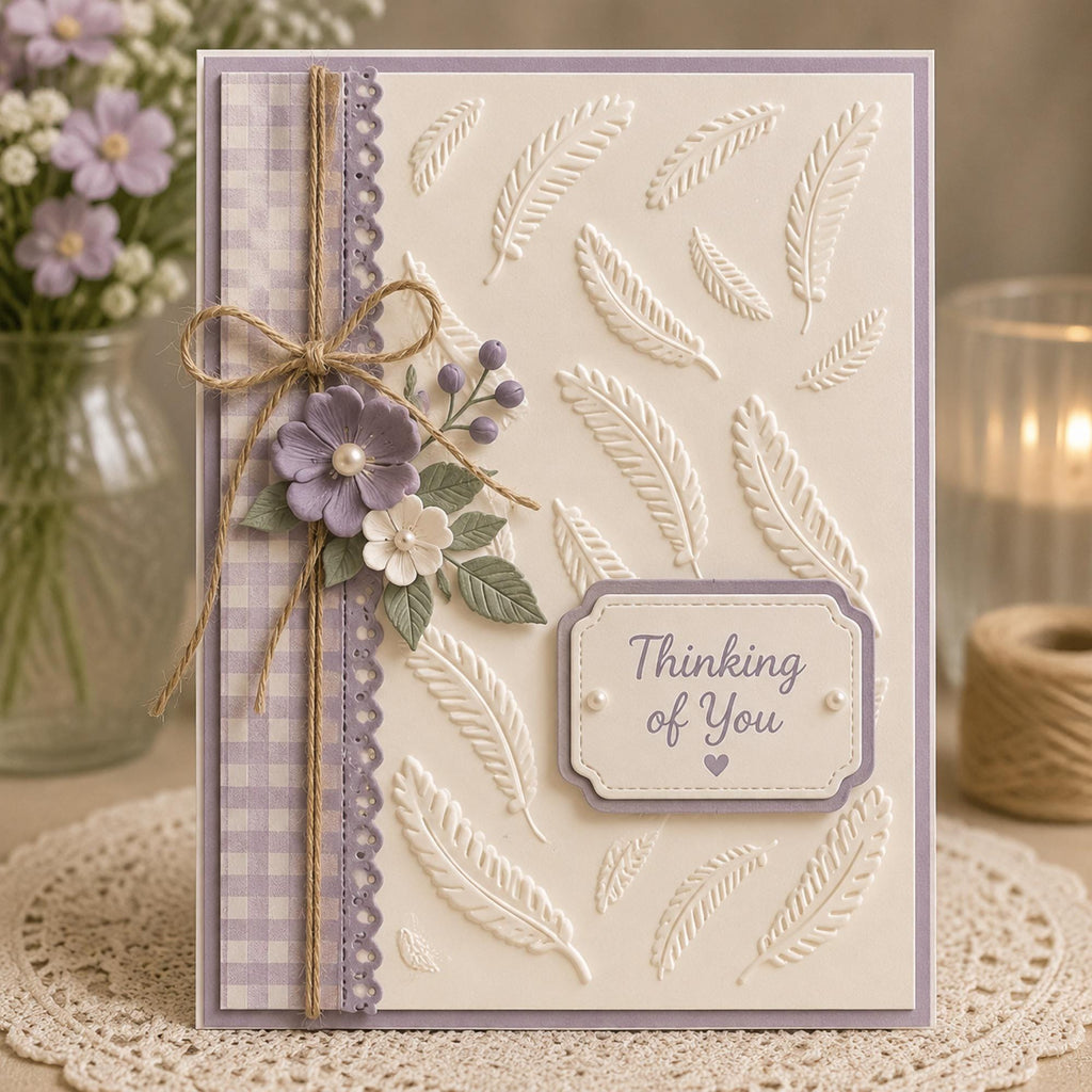 Feather Embossing Folder, Card Making Texture Tool for Scrapbooking,105x148mm