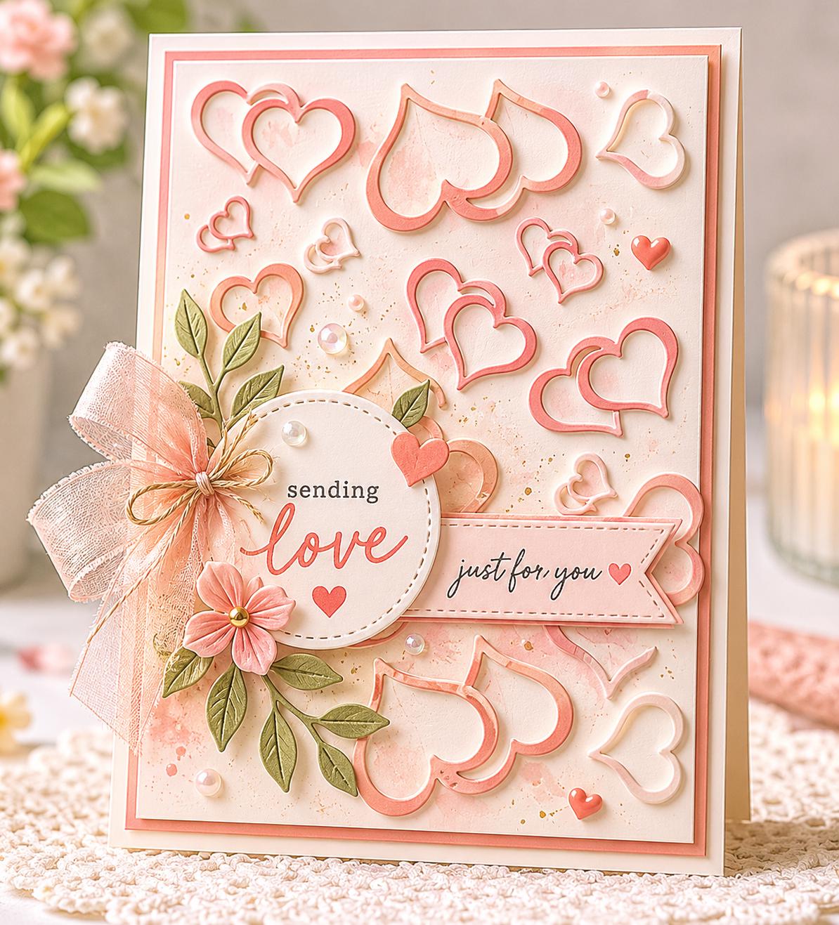 Heart Embossing Folder, Card Making Texture Tool for Scrapbooking, 105x148mm