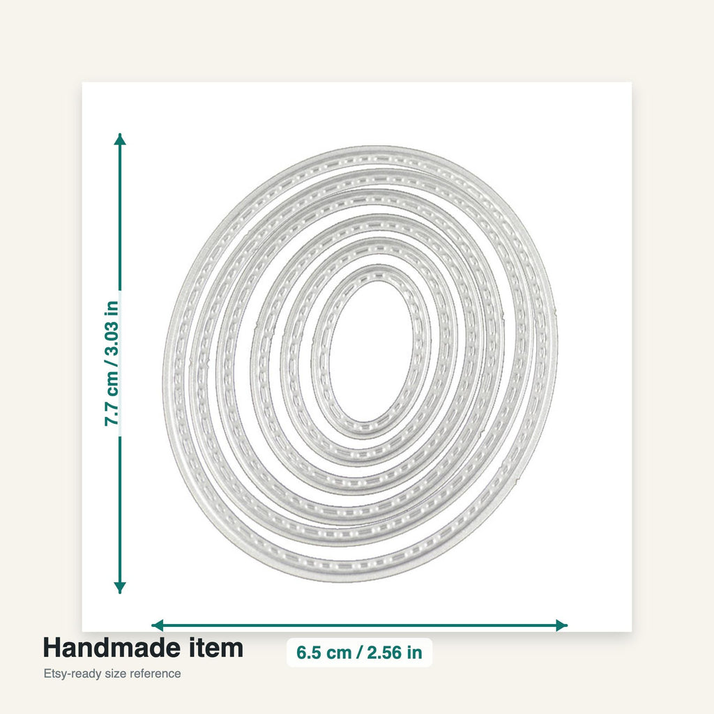 Metal Cutting Die Set for DIY Crafts - Oval Stitched Frames for Scrapbooking & Card Making
