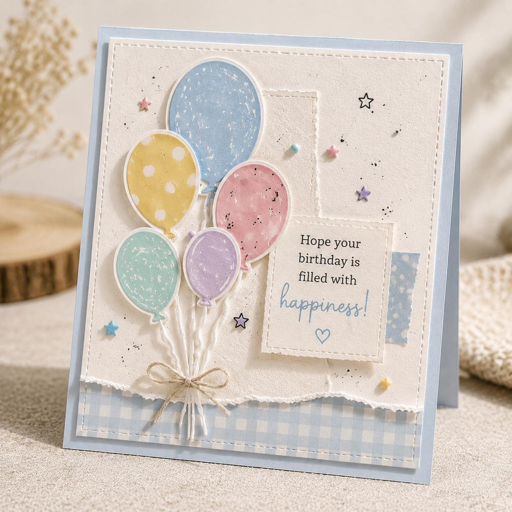 Birthday Balloon Stamp and Die Set, Party Card Making Supplies