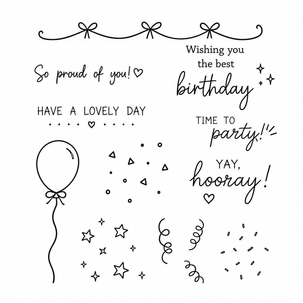 Birthday Balloon Stamp and Die Set, Party Card Making Supplies